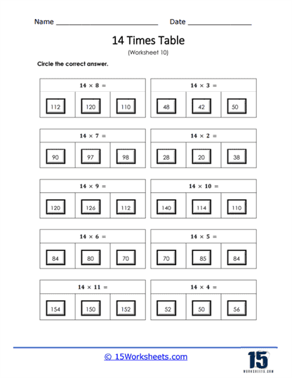 Match the Products Worksheet