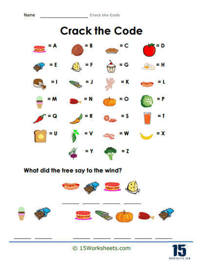 Food Symbol Codes Worksheet