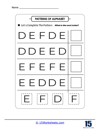 D, E, or F Worksheet