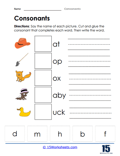 Consonants Worksheets - 15 Worksheets.com