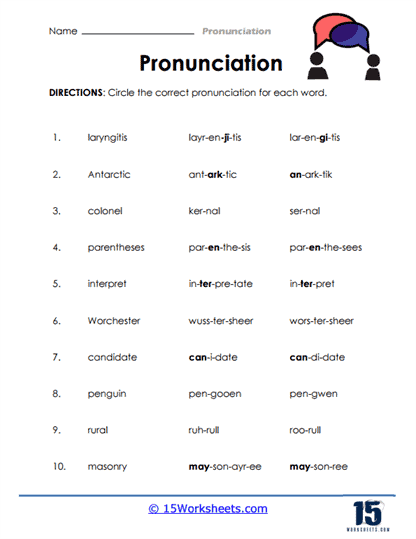 Pronunciation Worksheets