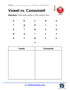 Vowels vs. Consonants Worksheets - 15 Worksheets.com