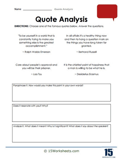 Quote Analysis Worksheets