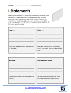 I Statements Worksheets | Confident Expression - 15 Worksheets.com