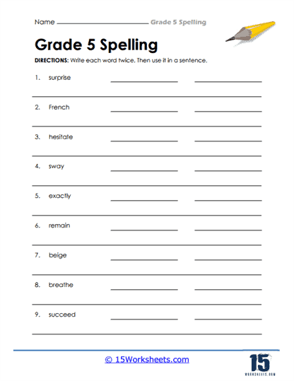 Write and Use Worksheet