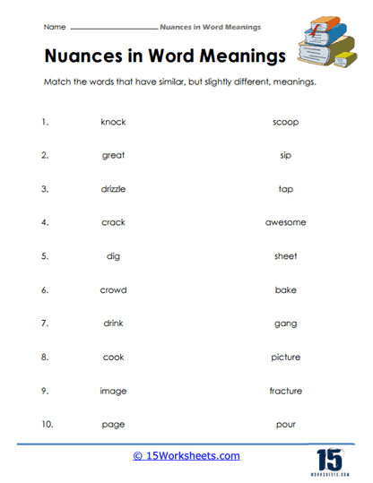 Different Meanings Worksheet