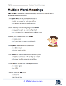 Multiple Word Meanings Worksheets | Vocabulary Skills - 15 Worksheets.com