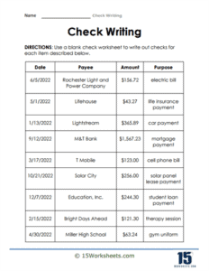 Check Writing Worksheets - 15 Worksheets.com
