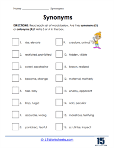 Synonyms Worksheets - 15 Worksheets.com