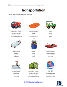 Transportation Worksheets - 15 Worksheets.com