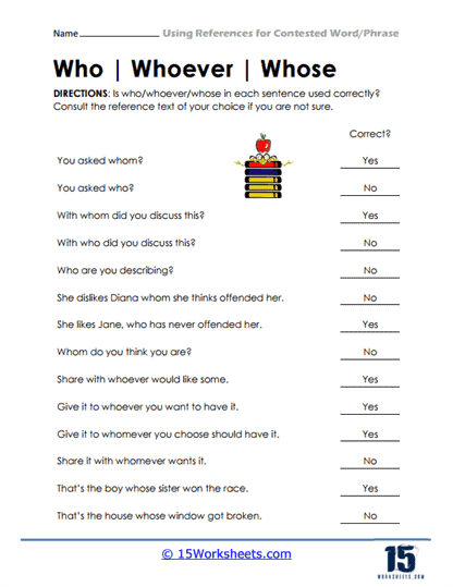 Contested Words Worksheets