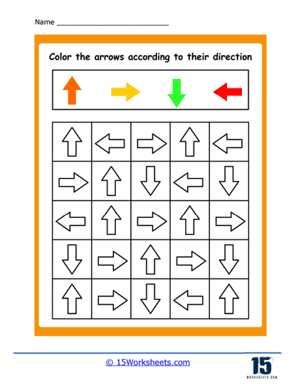 Up, Right, Down, Left Arrows Worksheet