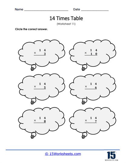 Vertical 14 Clouds Worksheet
