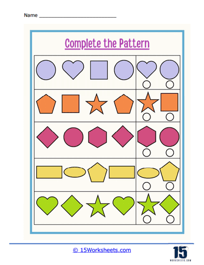 Complete the Shape Pattern Worksheet