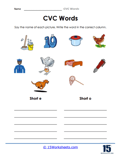CVC Words Worksheets