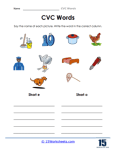 CVC Words Worksheets - 15 Worksheets.com