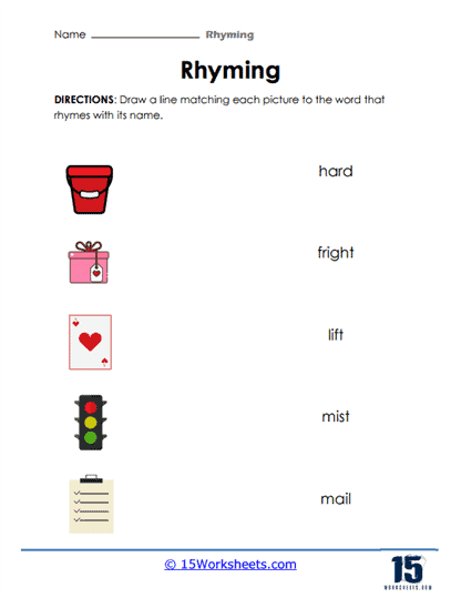 Rhyme Matching Draw the Line to the Rhyming Word – AdaptEd 4 Special Ed,  Inc.