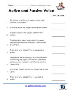 Active and Passive Voice Worksheets - 15 Worksheets.com