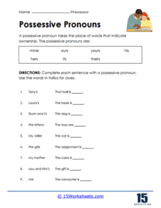 Pronouns Worksheets - 15 Worksheets.com