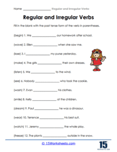 Regular and Irregular Verbs Worksheets - 15 Worksheets.com