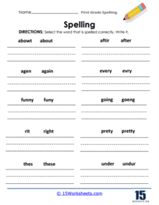 1st Grade Spelling Words Worksheets - 15 Worksheets.com