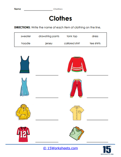 Clothing Worksheets 15 Worksheets