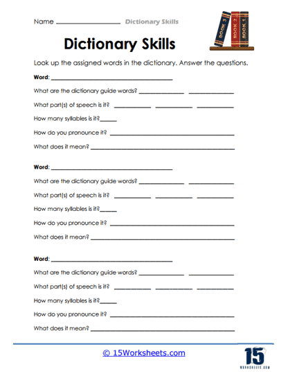Dictionary Skills Worksheets