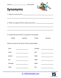 Synonyms Worksheets - 15 Worksheets.com