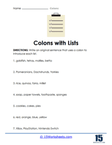 Colons Worksheets - 15 Worksheets.com