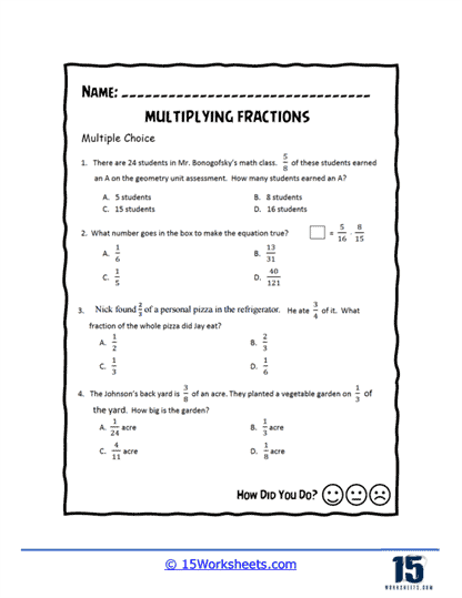 Multiple Choice Questions Worksheet