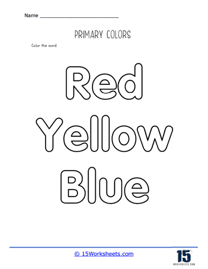 Primary Color Words Worksheet