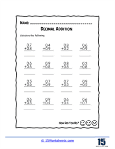Decimal Addition Worksheets | Improve Number Fluency - 15 Worksheets.com