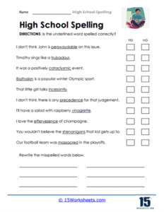 High School Spelling Worksheets - 15 Worksheets.com