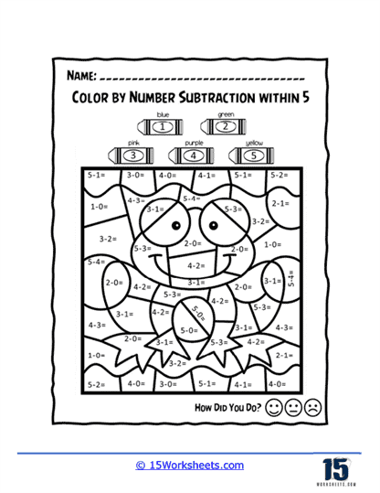 Frog Subtract Puzzle Worksheet