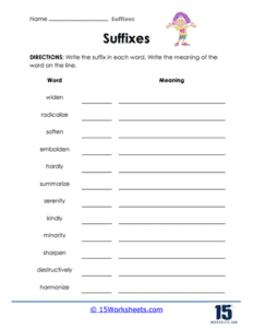 Suffixes Worksheets - 15 Worksheets.com