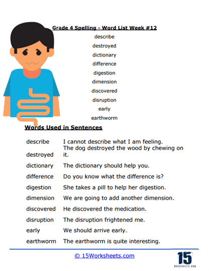 Week #12 Word List - D and E Words