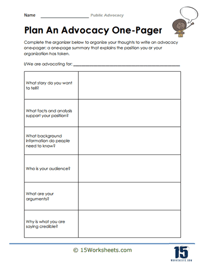 Plan An Advocacy One-Pager