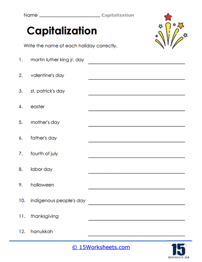 Capitalization Worksheets - 15 Worksheets.com