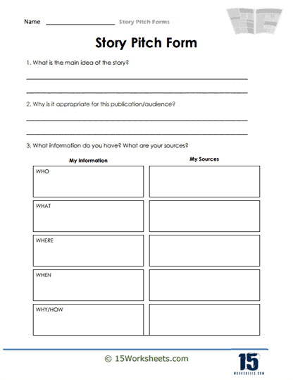 Story Pitch Forms Worksheets - 15 Worksheets.com