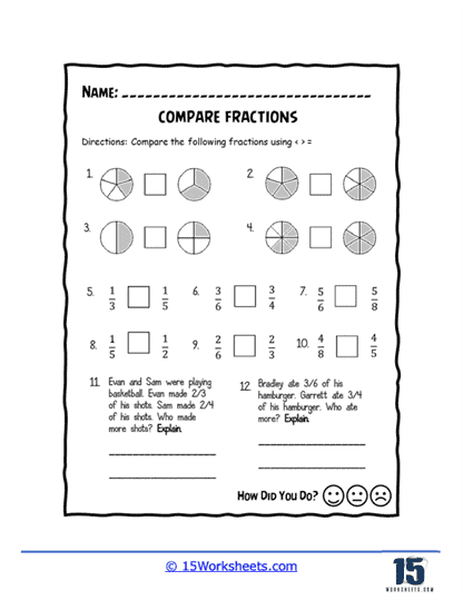 Comparing Fractions Visually and in Numbered Form