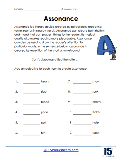 Attaching Adjectives Worksheet