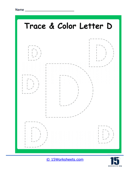 Trace & Color D Worksheet