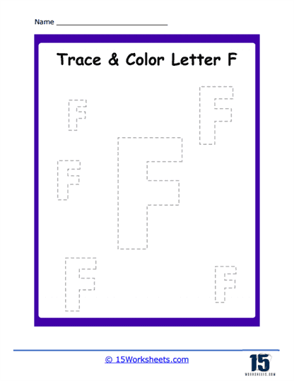 Trace and Color F Worksheet