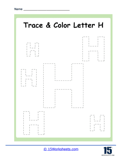 Trace and Color H Worksheet