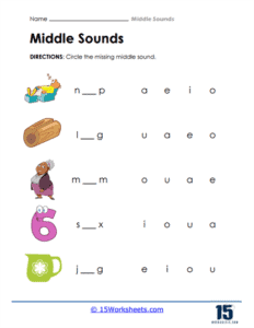 Middle Sounds Worksheets - 15 Worksheets.com