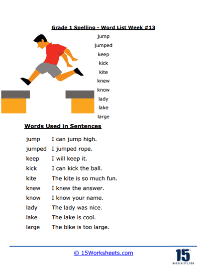Week #13 Word List - J, K, L Words