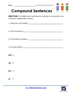 Compound Sentences Worksheets - 15 Worksheets.com