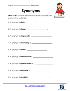 Synonyms Worksheets - 15 Worksheets.com