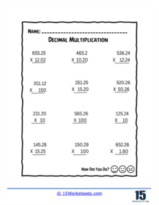 Decimal Multiplication Worksheets - 15 Worksheets.com