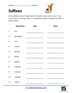 Suffixes Worksheets Understand Word Endings 15 Worksheets com
